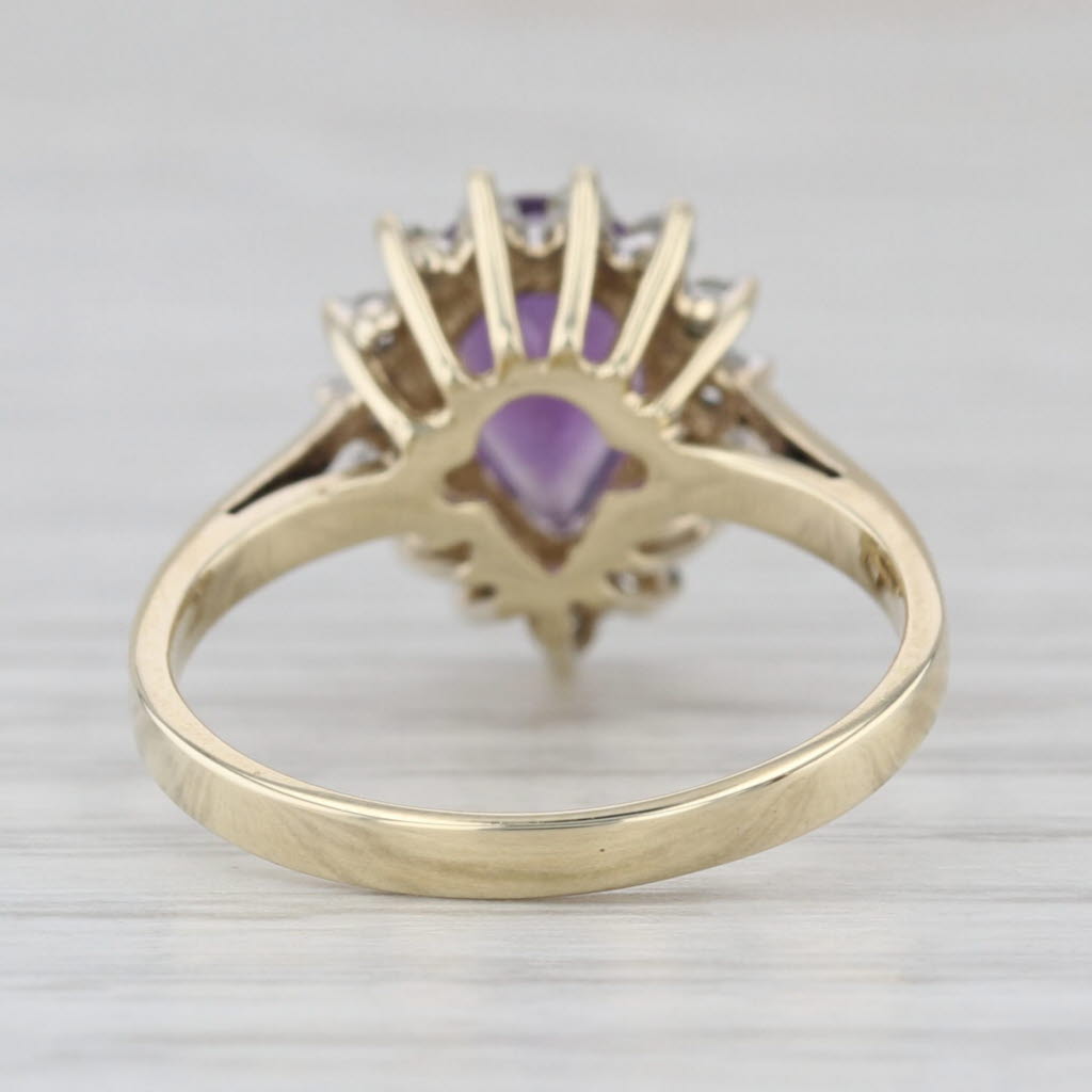 1.36ctw Pear Amethyst Halo Ring 10k Yellow Gold Size 5.75
