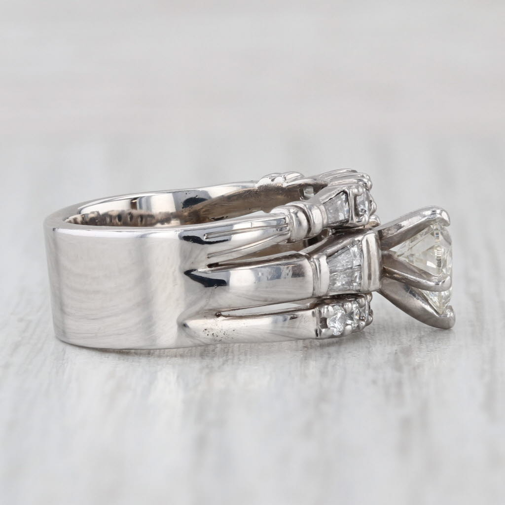 1.78ctw Bridal Set 14k White Gold 800 Platinum Engagement Ring Wedding Band