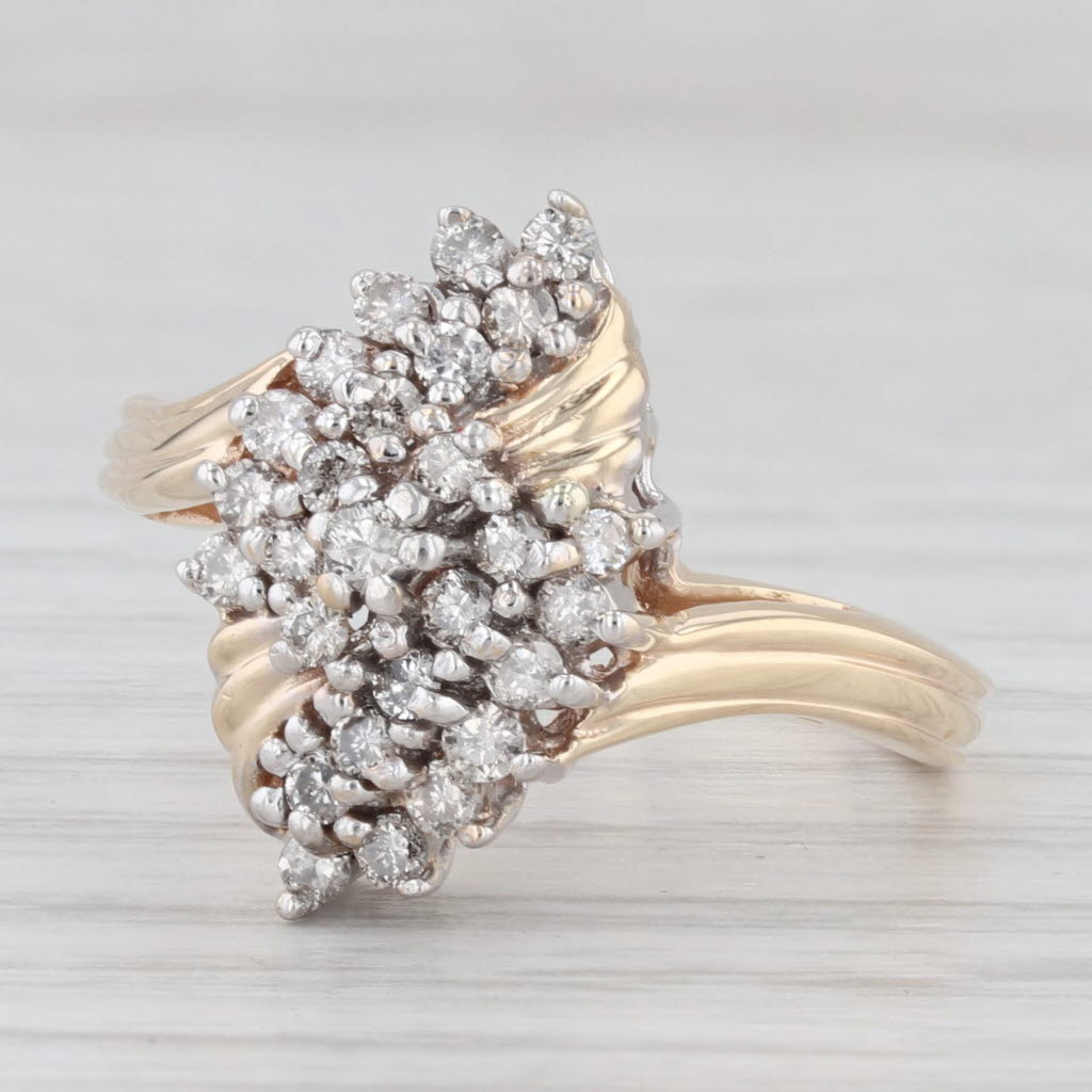 Light Gray 0.44ctw Diamond Cluster Ring 10k Yellow Gold Size 7.25
