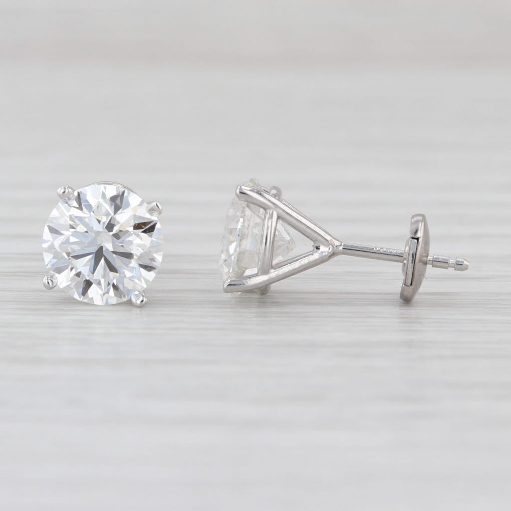 New 4.03ctw IGI Lab Grown Diamond Stud Earrings VS1 F 14k White Gold Studs