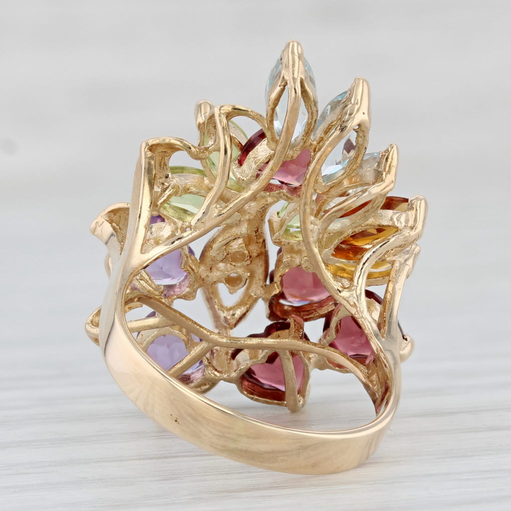 Light Gray 4.70ctw Gemstone Cluster Ring 14k Gold Size 6.25 Amethyst Garnet Peridot Topaz