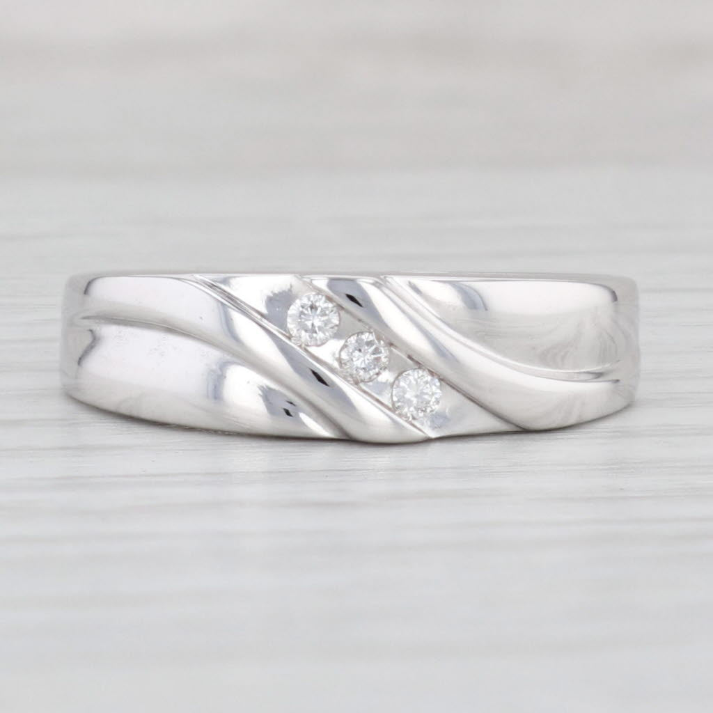 Light Gray Men's Diamond Wedding Band 10k White Gold Size 10.5 Ring