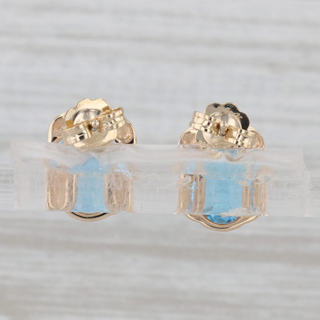 3.18ctw Blue Topaz Stud Earrings 14k Yellow Gold Solitaire Studs