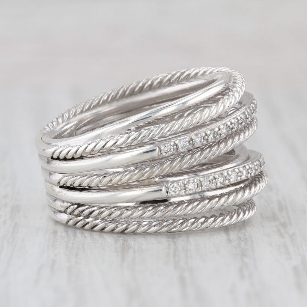 0.30ctw Diamond David Yurman Crossover Ring Sterling Silver Multi-Band Size 9.25