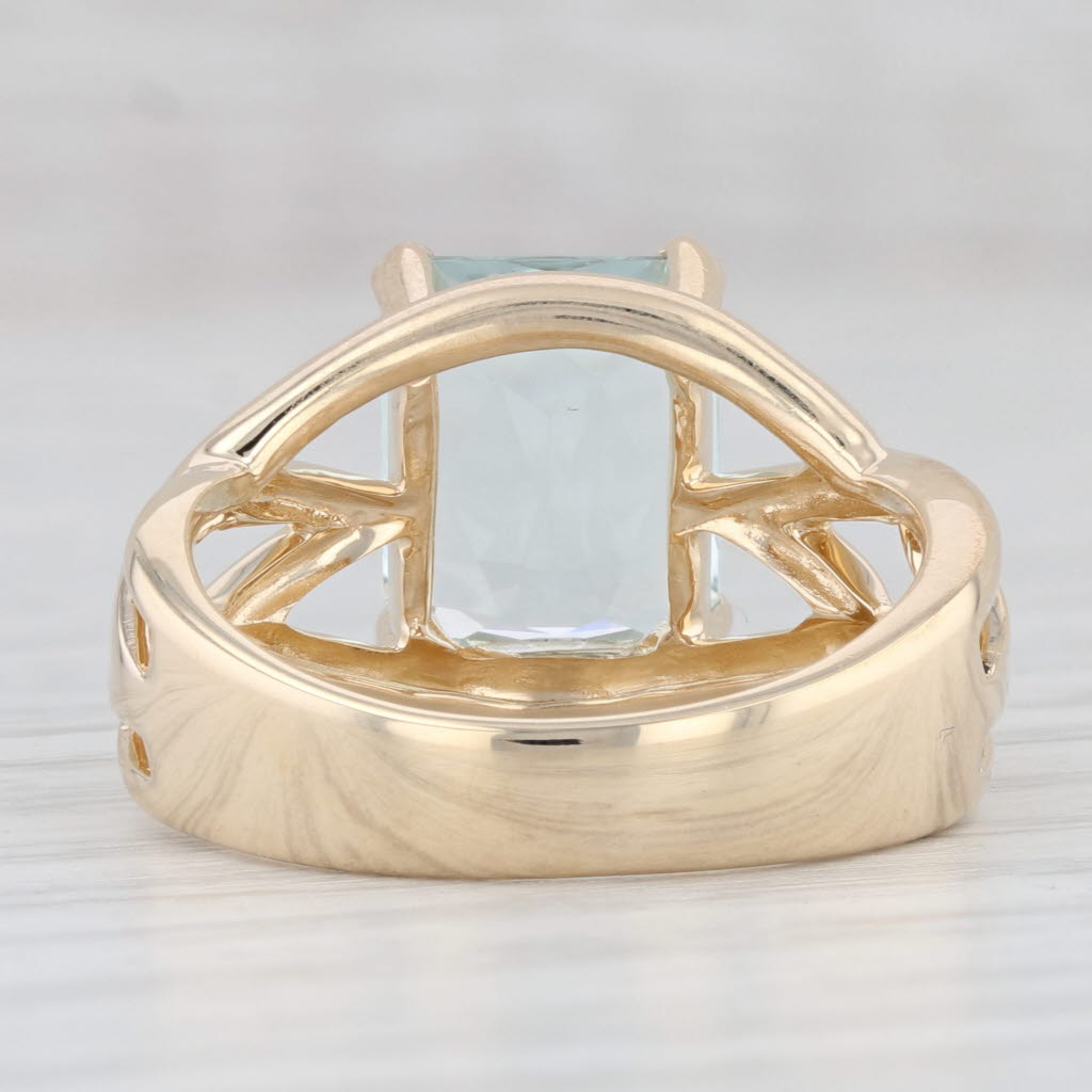 Light Gray 4.56ct Aquamarine Solitaire Ring 14k Yellow Gold Size 8.25