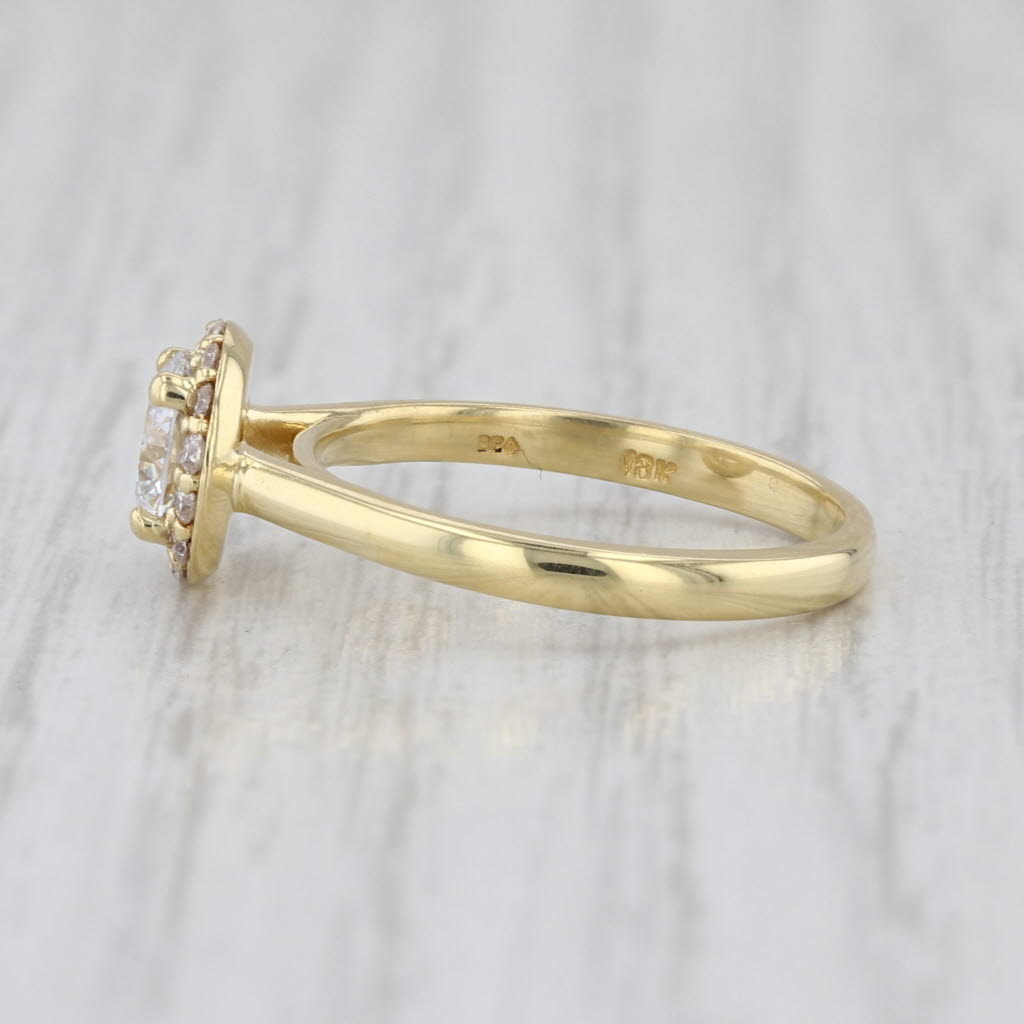IGI 0.87ctw Lab Grown Round Diamond Halo Ring 18k Yellow Gold Size 5.5