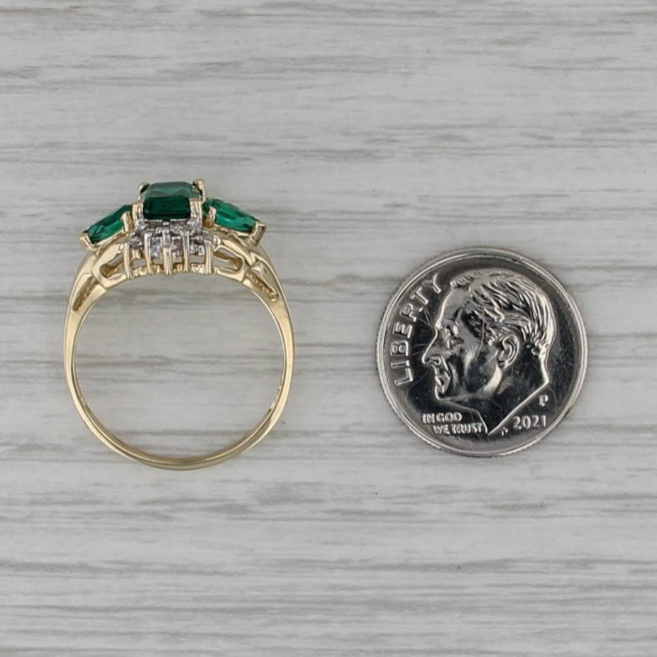 1.35ctw Lab Created Emerald Diamond Ring 14k Yellow Gold Size 7