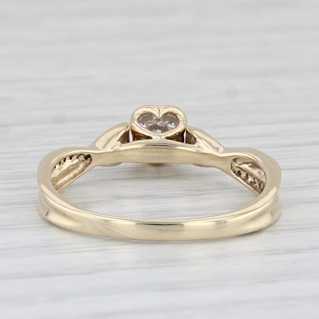 Light Gray 0.15ctw Diamond Cluster Engagement Ring 10k Yellow Gold Size 8 Woven Band