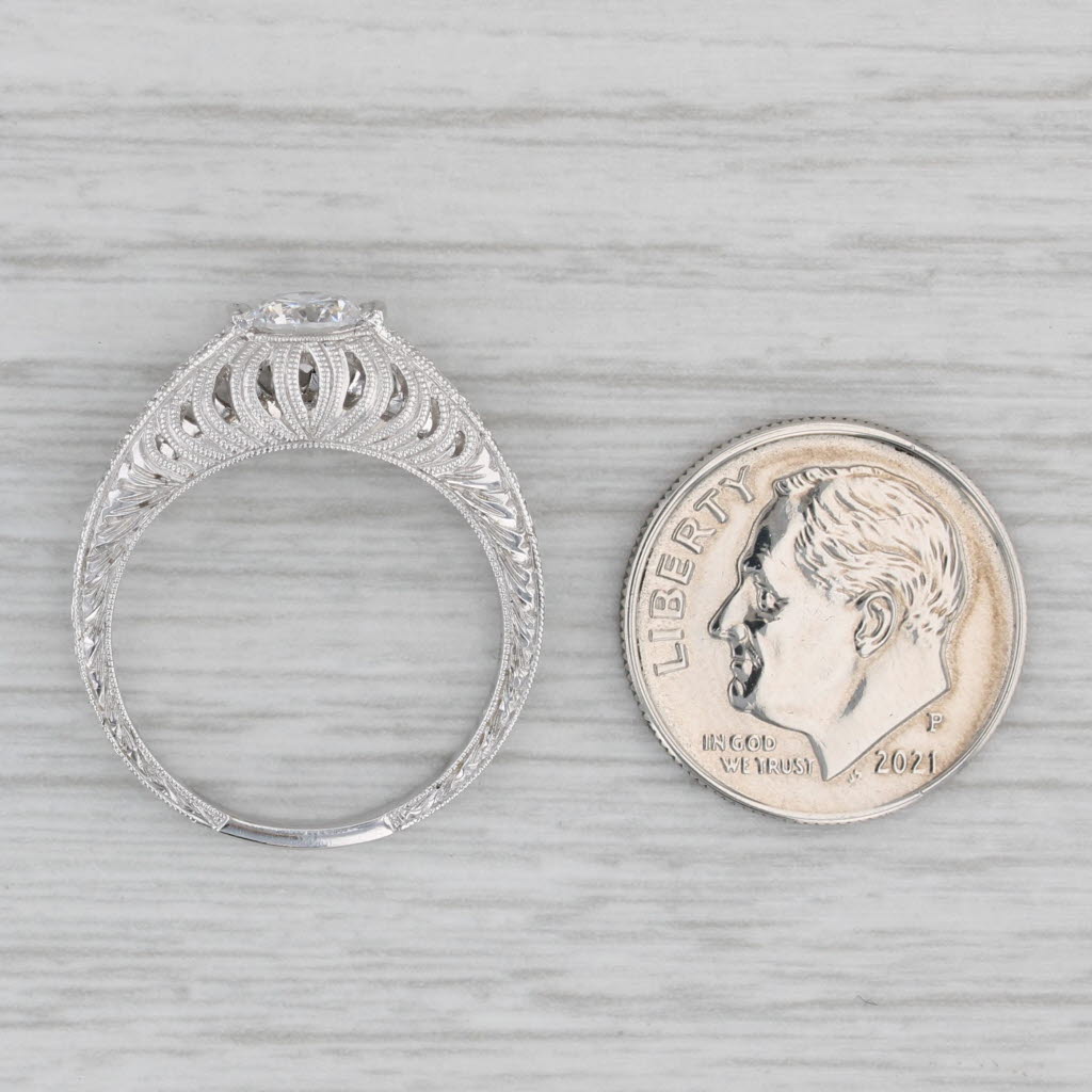 Gray New Beverley K Round Semi Mount Diamond Ring 18k White Gold Size 6.5 Filigree