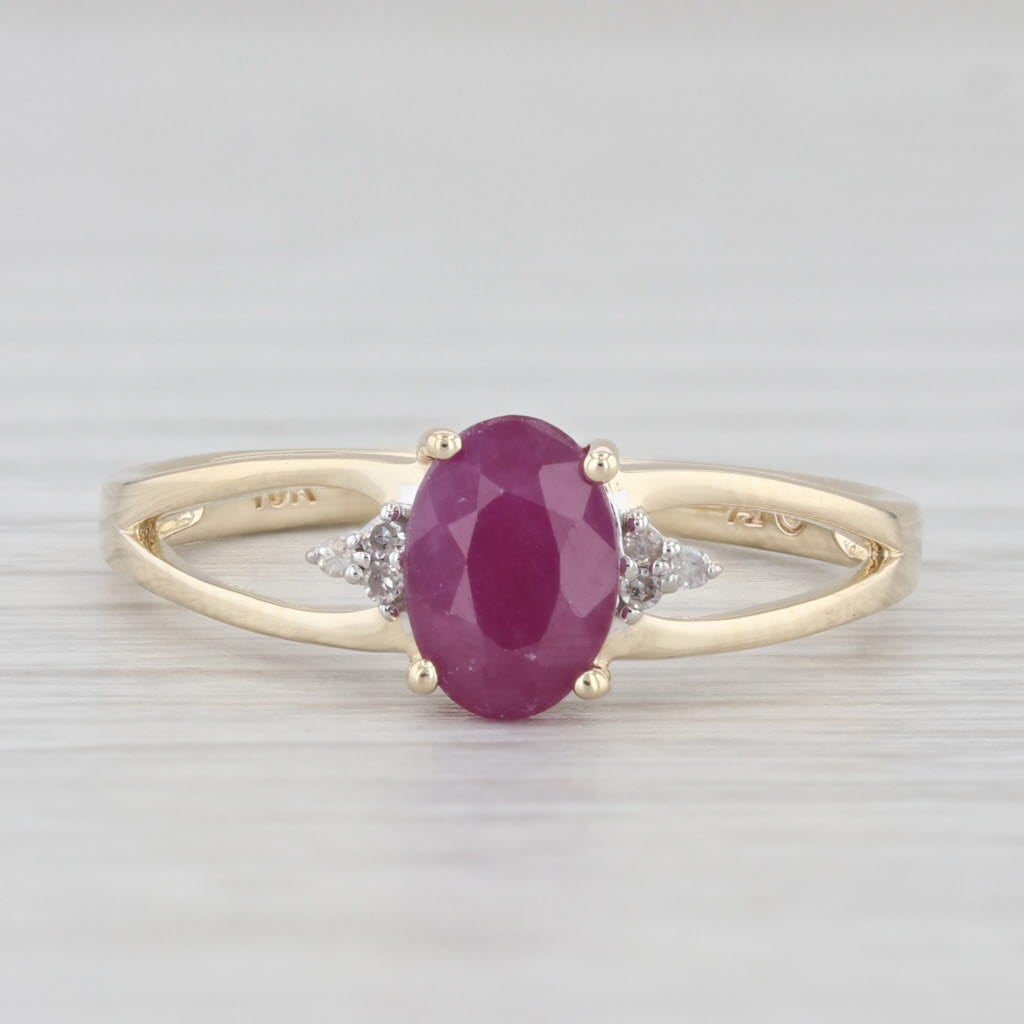 Light Gray 1ct Oval Ruby Solitaire Ring 10k Yellow Gold Size 7 Diamond Accents