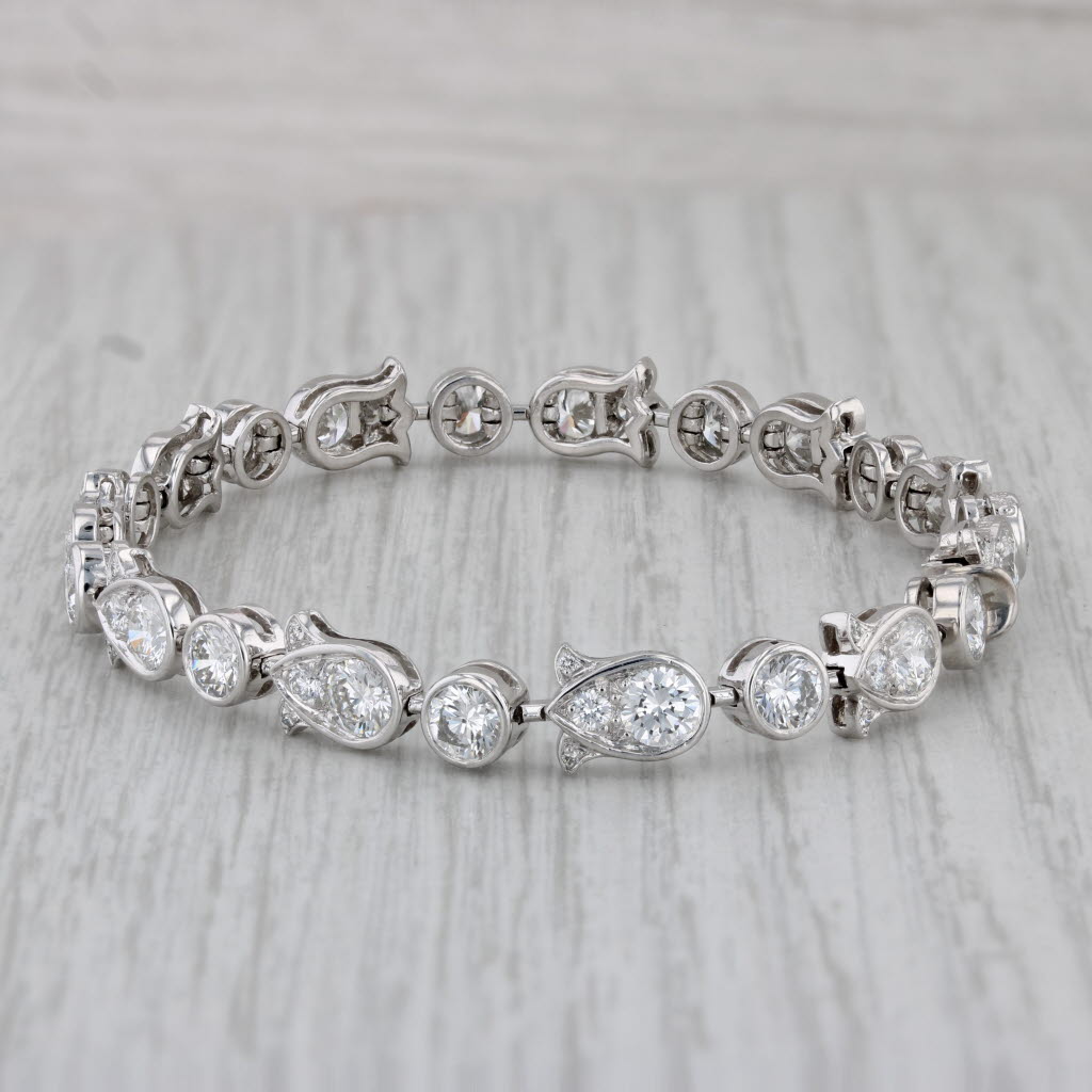 Gray Cartier 6.25ctw VVS Diamond Tulip Tennis Bracelet & Box 950 Platinum 6.75"