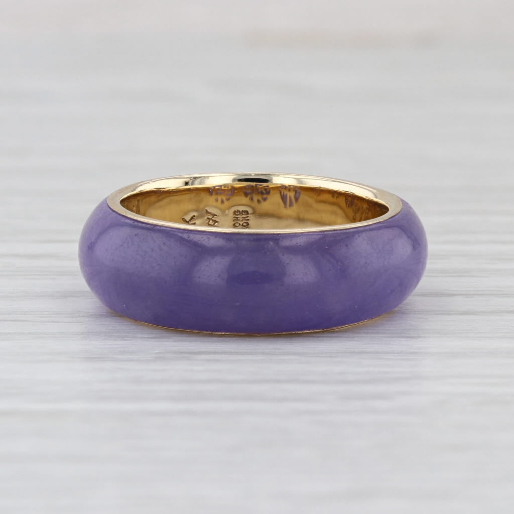 Purple Jadeite Jade Ring 14k Gold Size 9.25 Band Stackable Chinese Characters