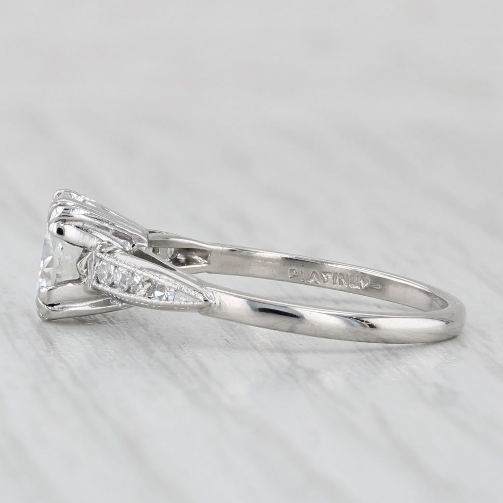 Light Gray Vintage 1.21ctw Round Diamond Engagement Ring Platinum Size 7 GIA VS1 H