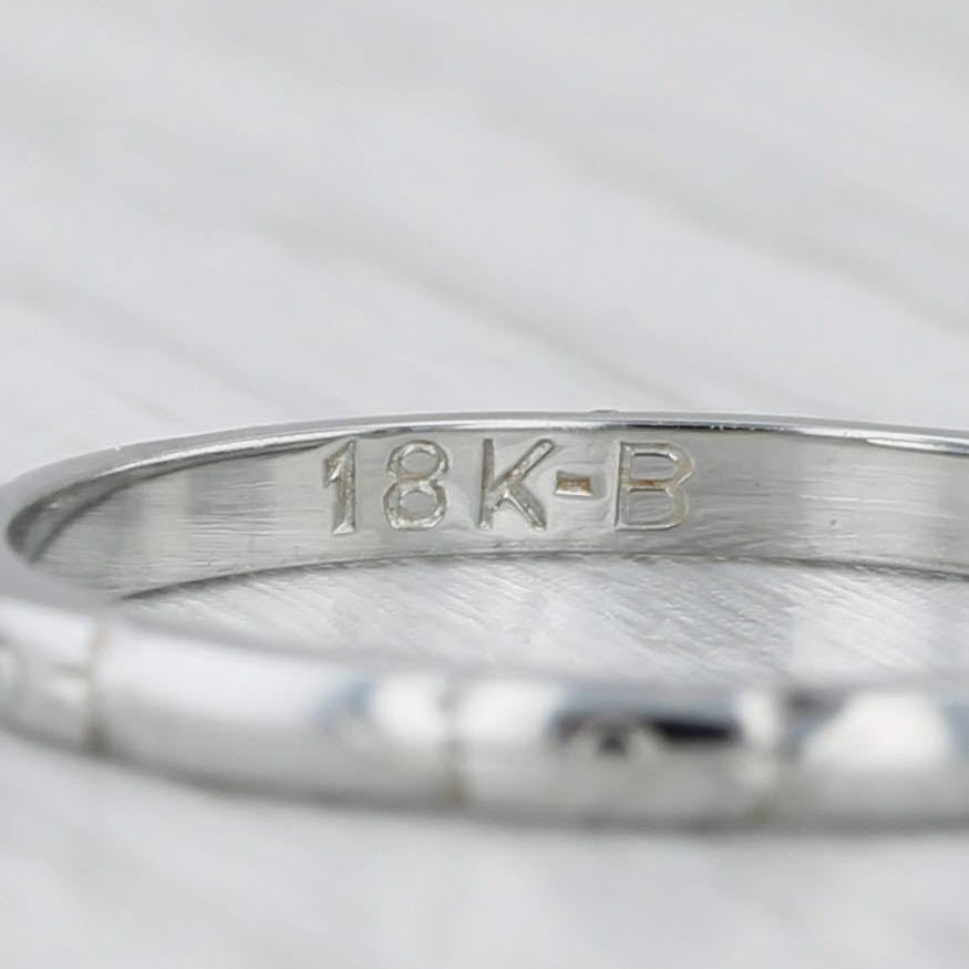 Light Gray Art Deco Wedding Band 18k White Gold Size 5.25 Ring Stackable