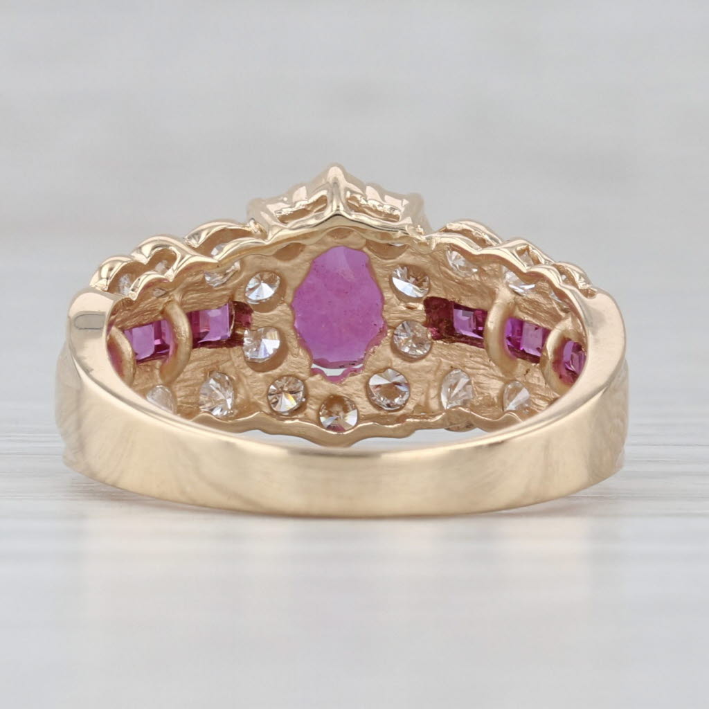 Light Gray 1.85ctw Ruby Diamond Halo Ring 14k Yellow Gold Size 6.25 Engagement