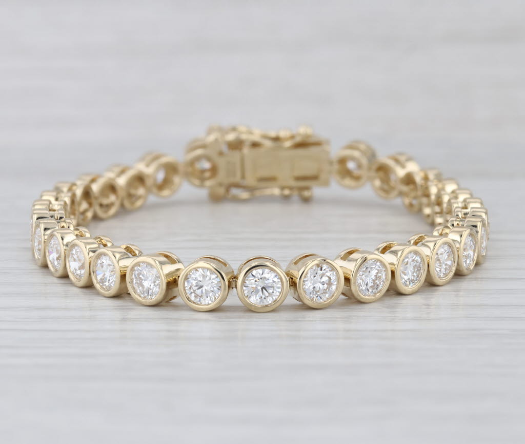 New 8.37ctw Lab Grown Diamond Tennis Bracelet 14k Yellow Gold 6.75" 5.7mm
