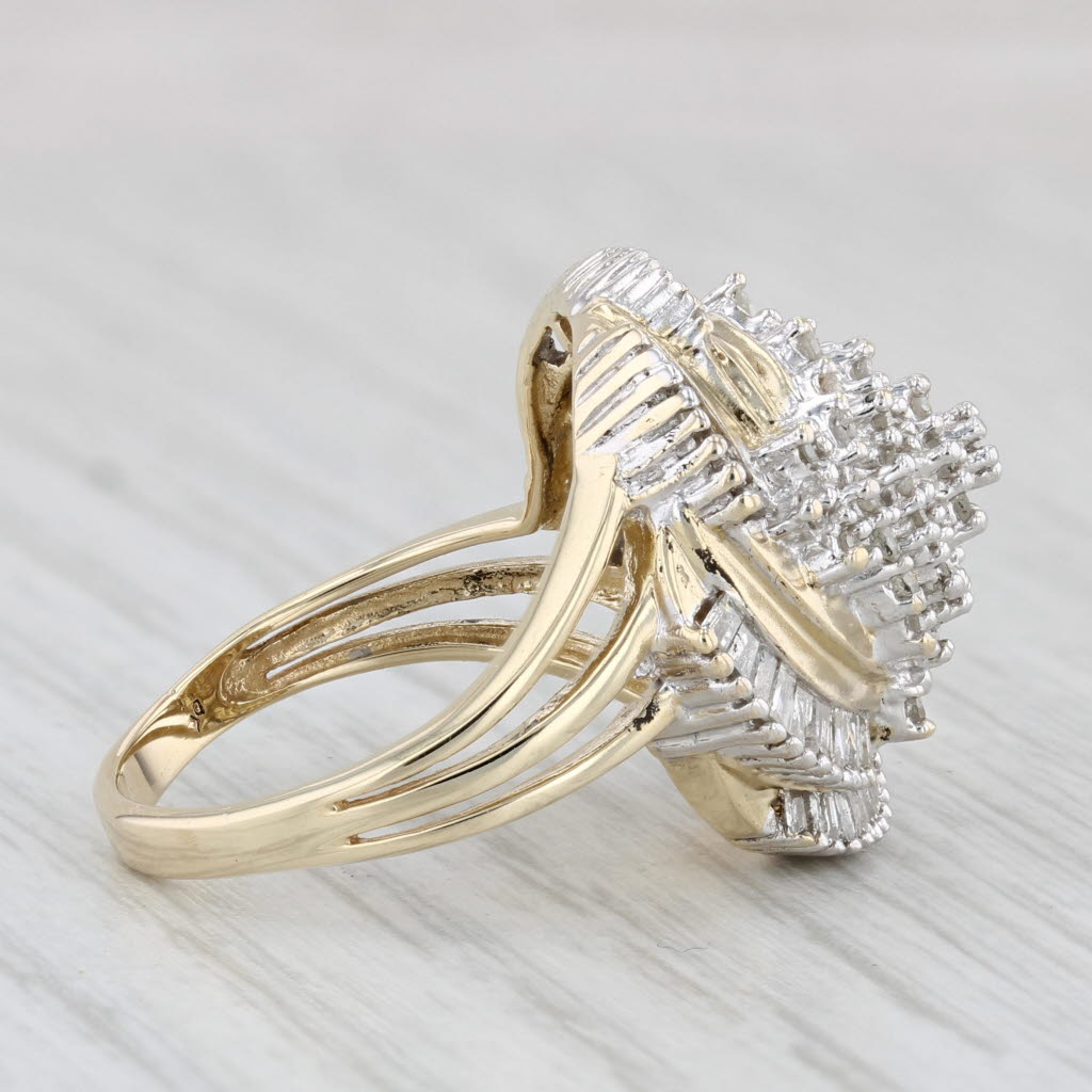 Light Gray 0.50ctw Diamond Cluster Swirl Ring 10k Yellow Gold Size 7 Cocktail