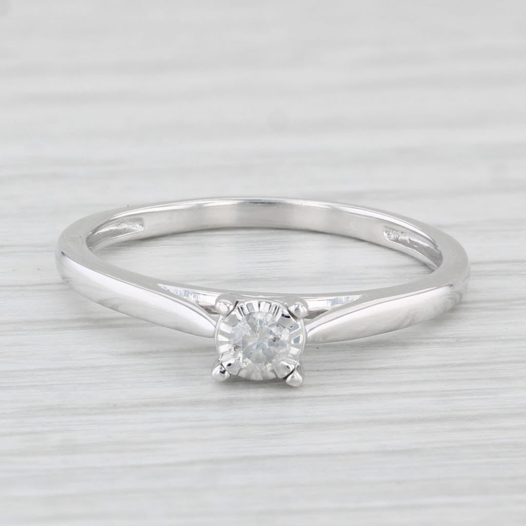 Light Gray Diamond Round Solitaire Engagement Ring 10k White Gold Size 7.25
