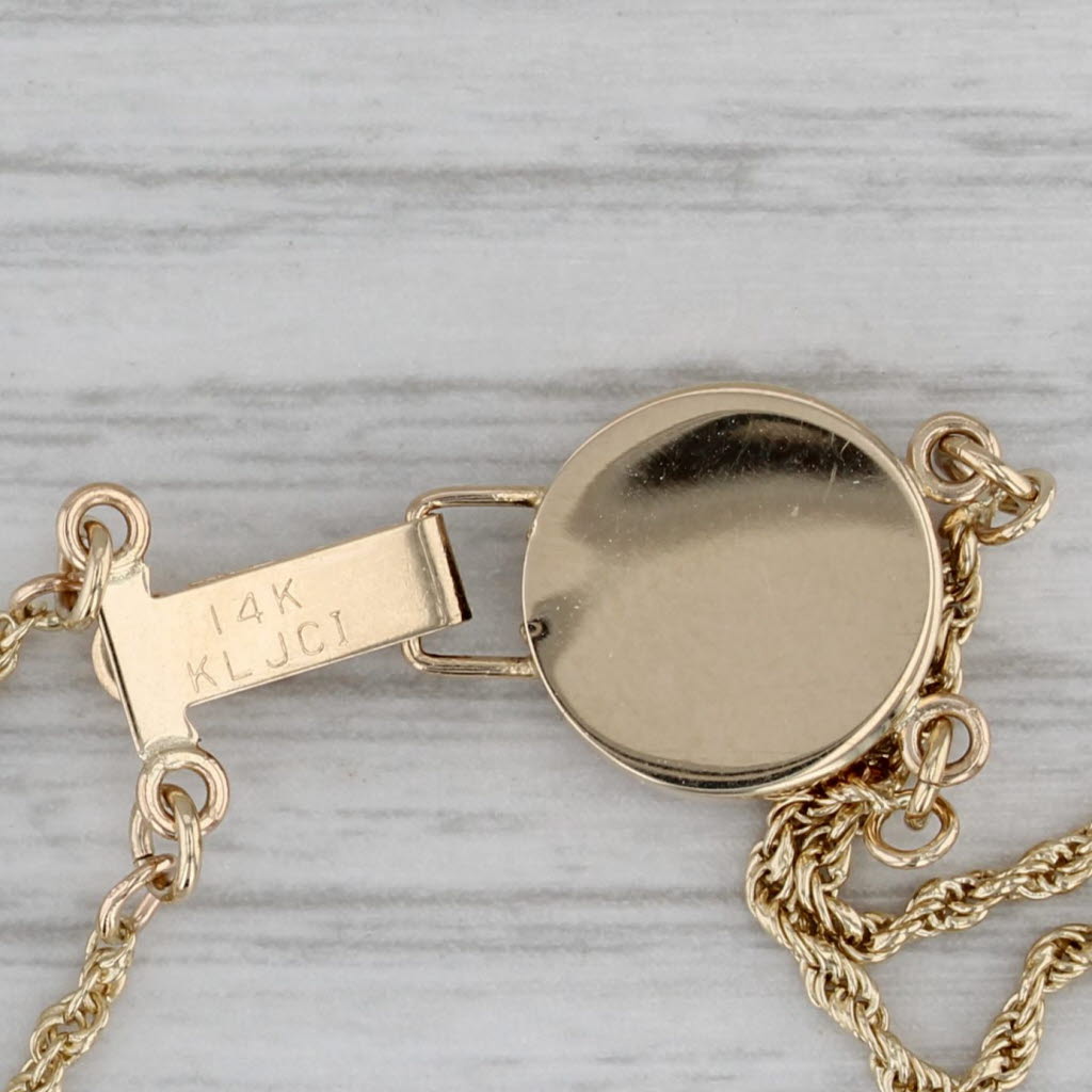 Gray Slide Charm Bracelet 14k Yellow Gold Double Rope Chain 7.5"