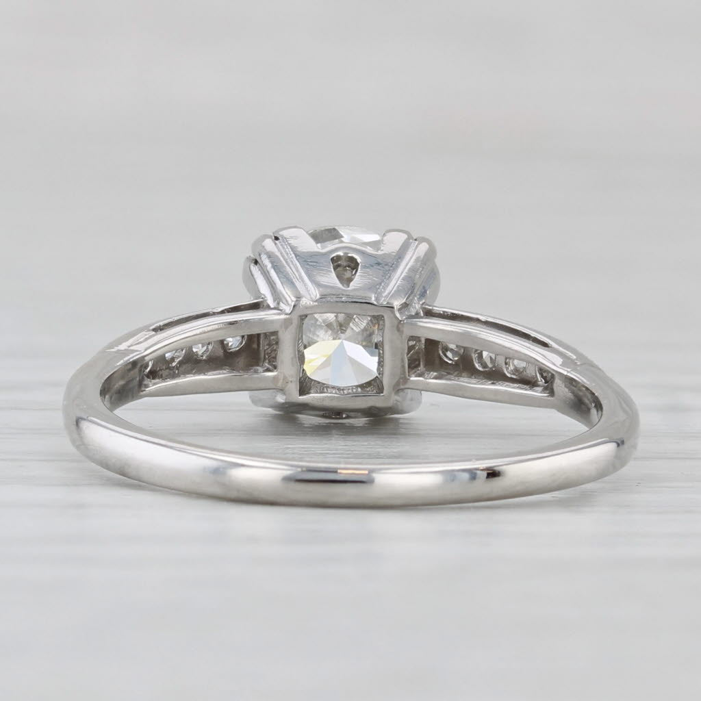 Light Gray Vintage 1.21ctw Round Diamond Engagement Ring Platinum Size 7 GIA VS1 H