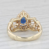 1.61ctw Blue Sapphire Diamond Halo Teardrop Ring 14k Yellow Gold Size 5