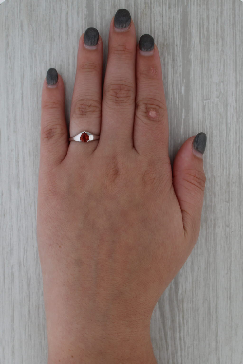 0.60ct Pear Orange Tourmaline Solitaire Ring 14k White Gold Size 7