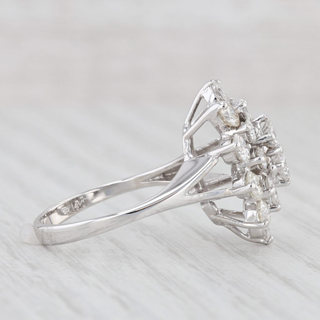 Light Gray 2.25ctw Diamond Cluster Ring 14k White Gold Size 7.75 Cocktail