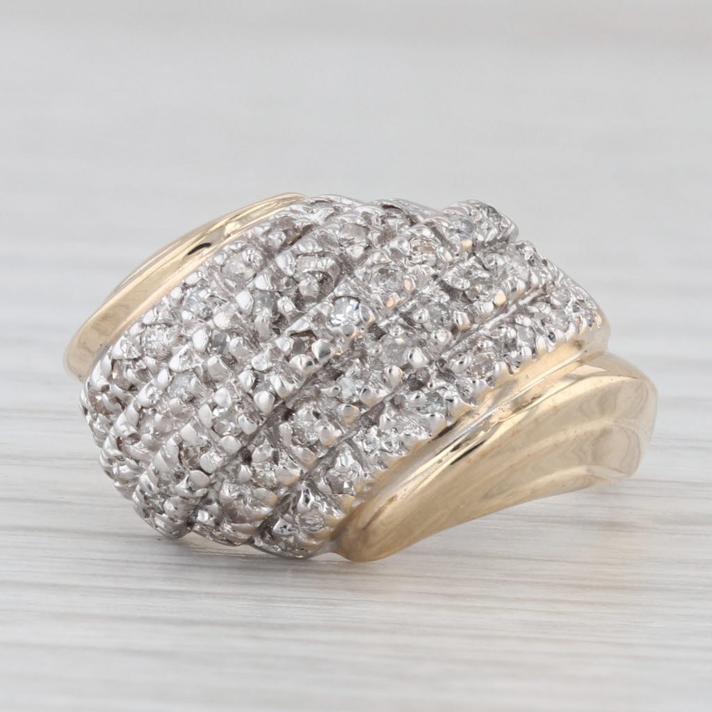 Light Gray 0.47ctw Scalloped Diamond Ring 10k Yellow White Gold Size 7.25