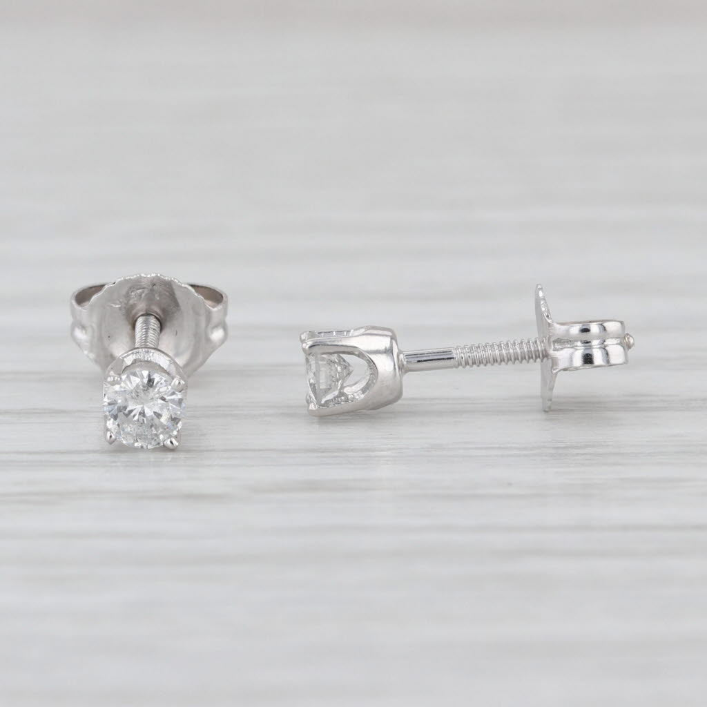 0.24ctw Diamond Round Solitaire Stud Earrings 14k White Gold