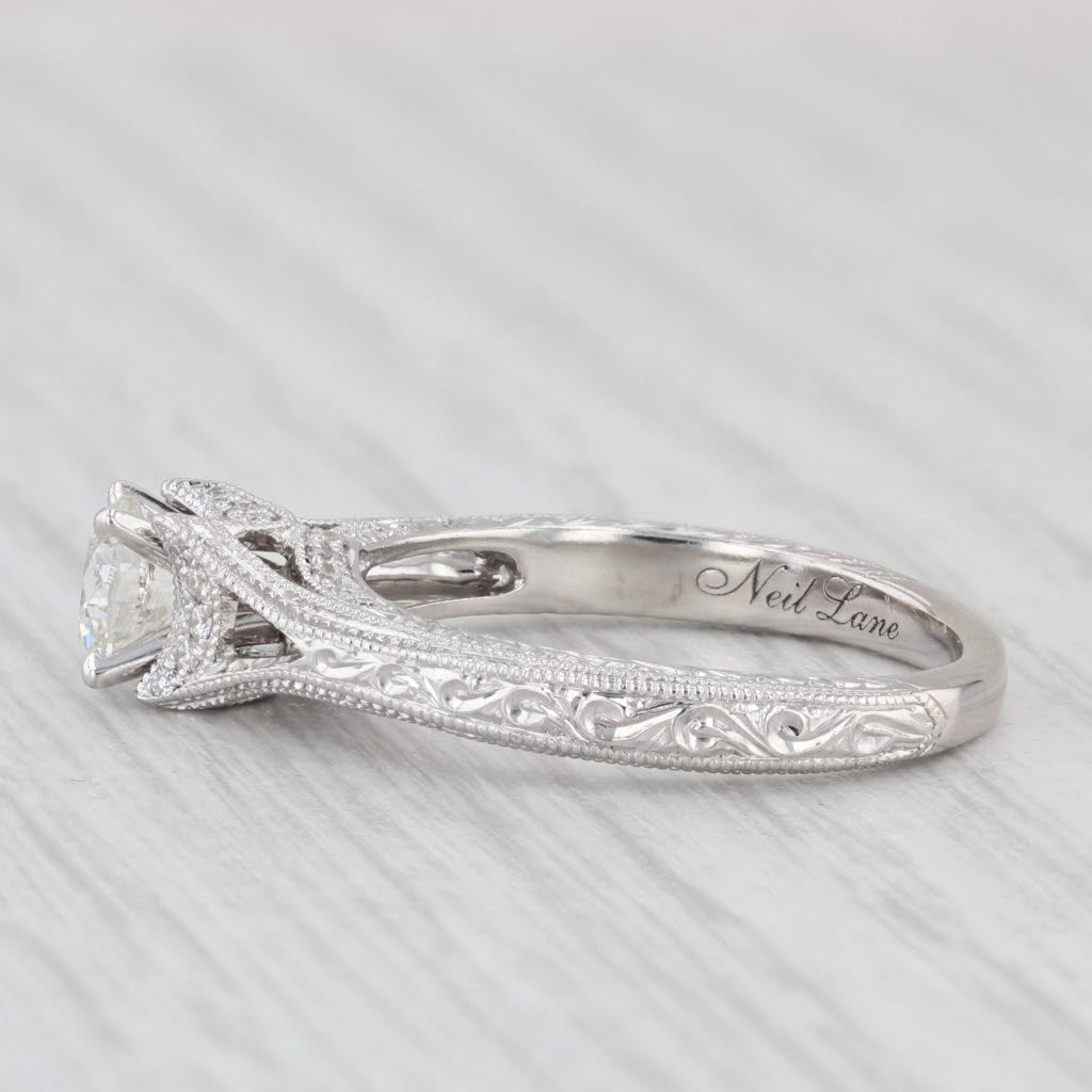 Light Gray Neil Lane 0.68ctw Round Diamond Engagement Ring 14k White Gold Cathedral GIA