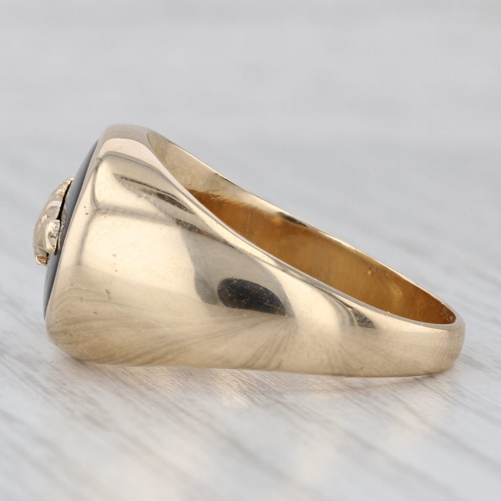 Vintage Ford Mustang Signet Ring 14k Gold Onyx Horse Signet Size 13