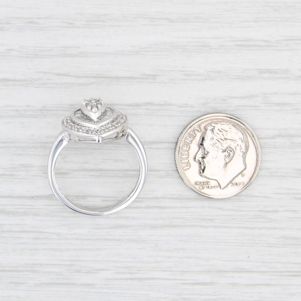 0.49ctw Diamond Teardrop Halo Ring 10k White Gold Size 7.25