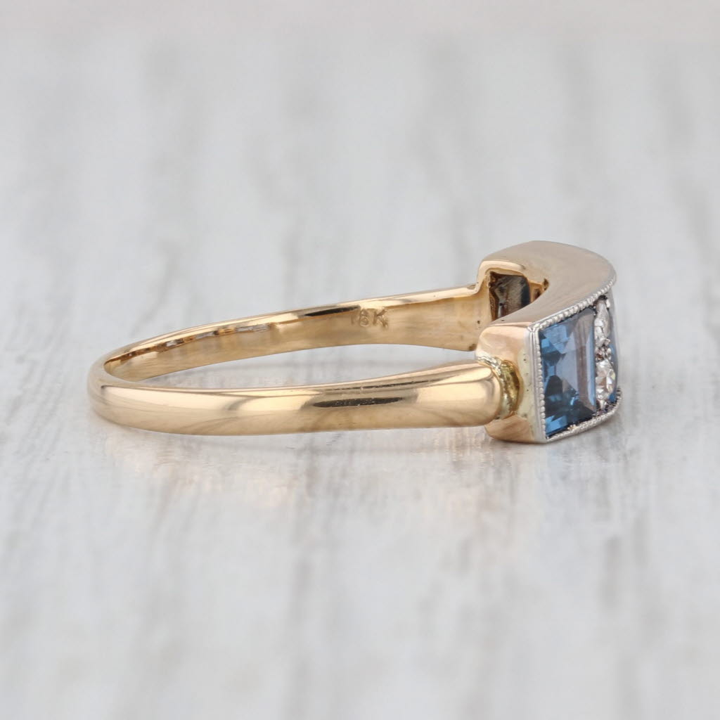 1.89ctw 3-Stone Lab Created Sapphire Diamond Ring 18k Yellow Gold Size 8.5