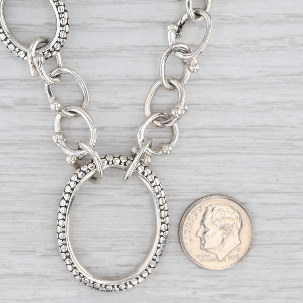 Light Gray Michael Dawkins Pebbled Toggle Necklace Sterling Silver 17.75" Statement