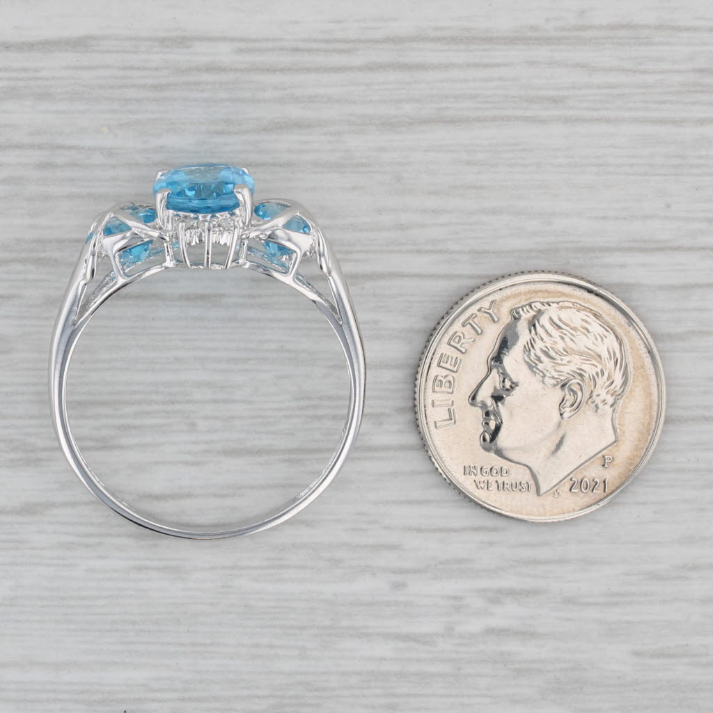 Gray 3.12ctw Oval Blue Topaz Ring 10k White Gold Size 10