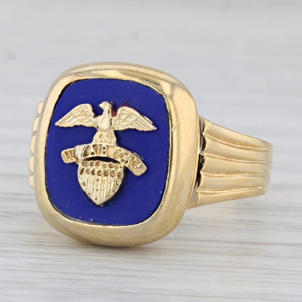 Gray Air Force Ring Sterling Silver Gold Plated Size 11 US Military Service Signet