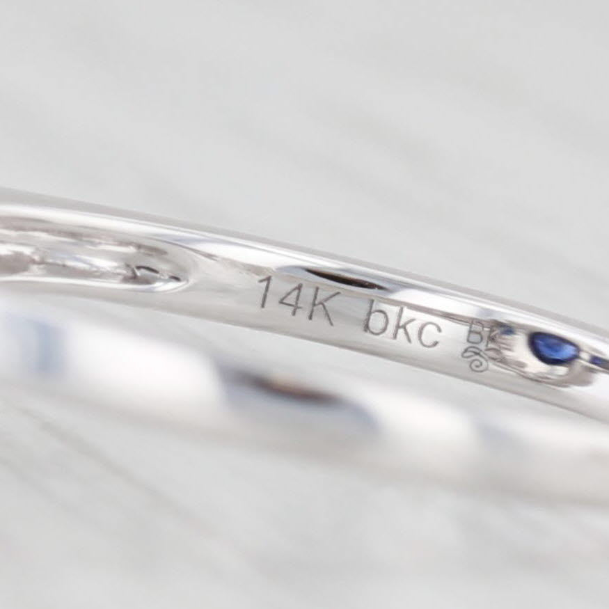 Light Gray New Beverley K 0.85ctw Sapphire Diamond Halo Ring 14k Gold Engagement Size 7.25