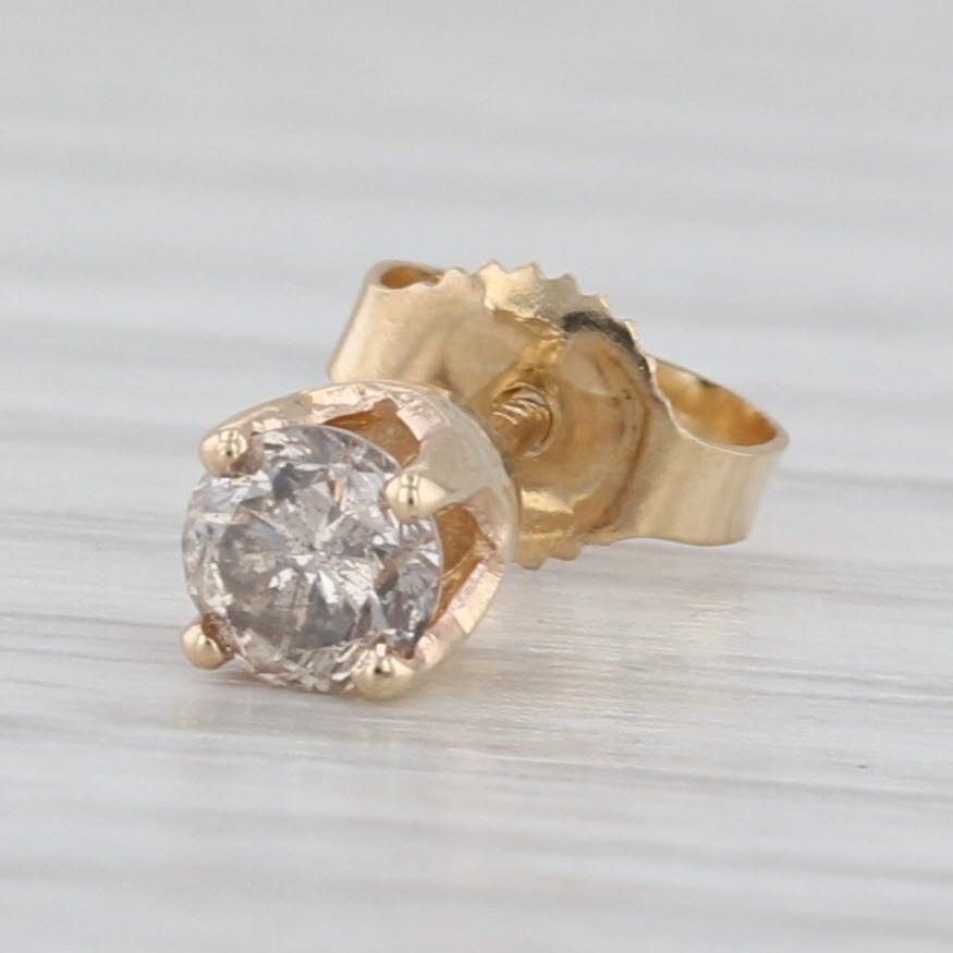 Single 0.17ct Solitaire Diamond Stud Earring 14k Yellow Gold