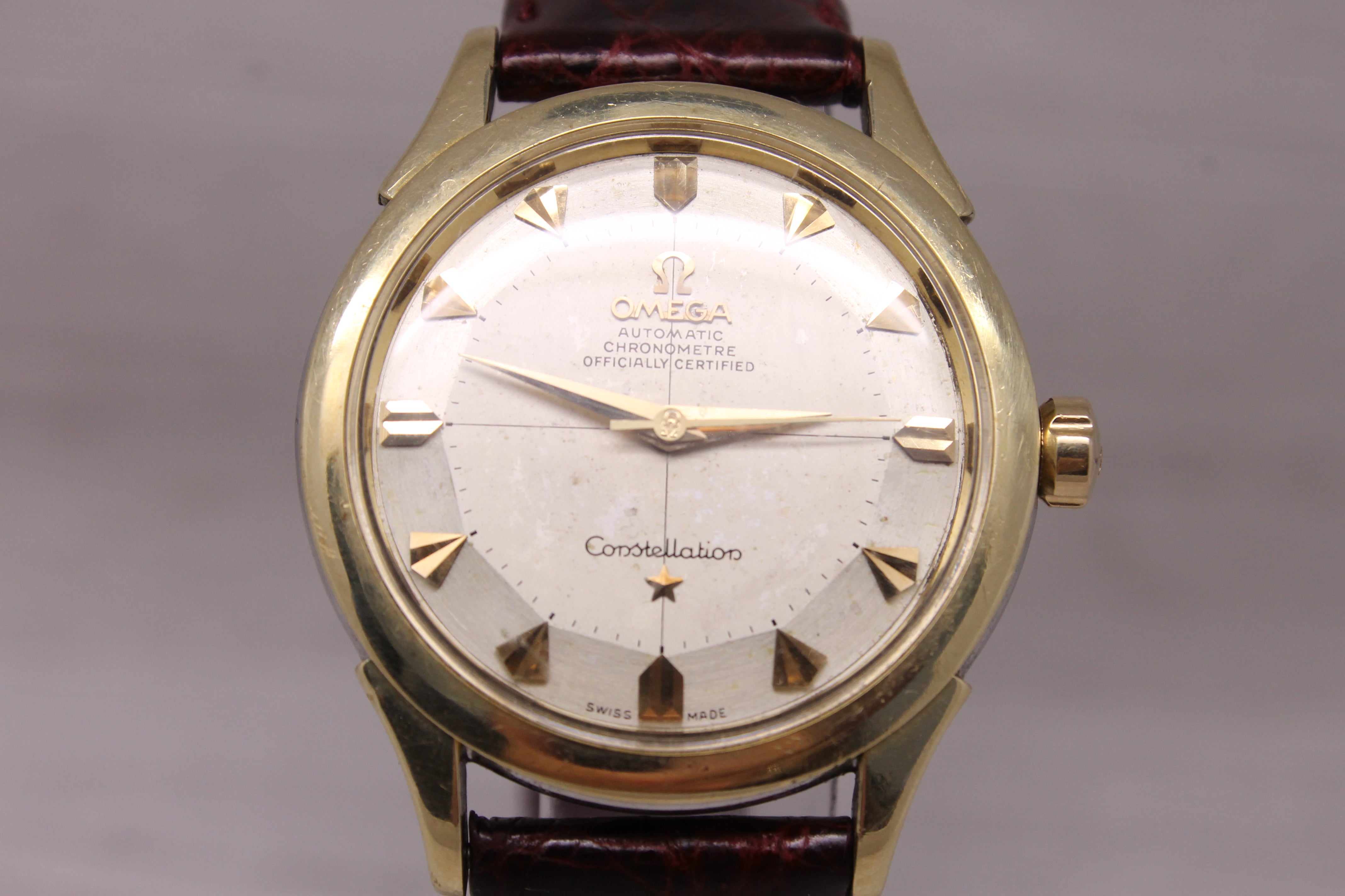 Vintage c.1958 Omega Constellation Arrowhead 35mm Gold Cap Watch ref.2852 c.500