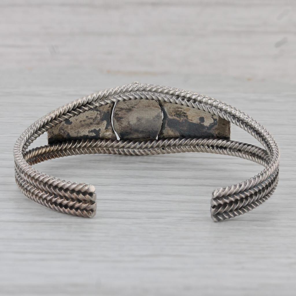 Gray Vintage Native American Turquoise Cuff Bracelet Sterling Silver 6.25"