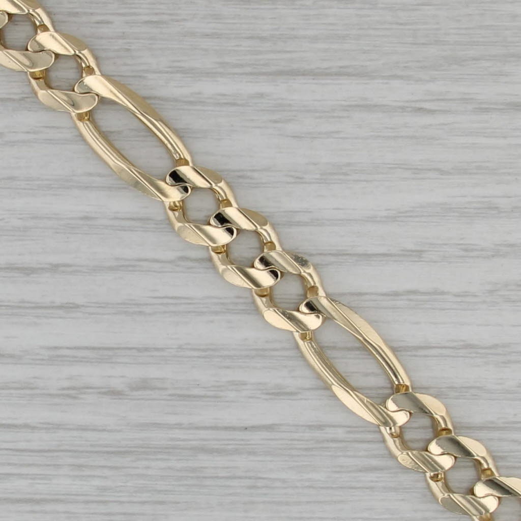 Men's Figaro Chain Bracelet Solid 10k Yellow Gold 8.75" 10.5mm 30.9g