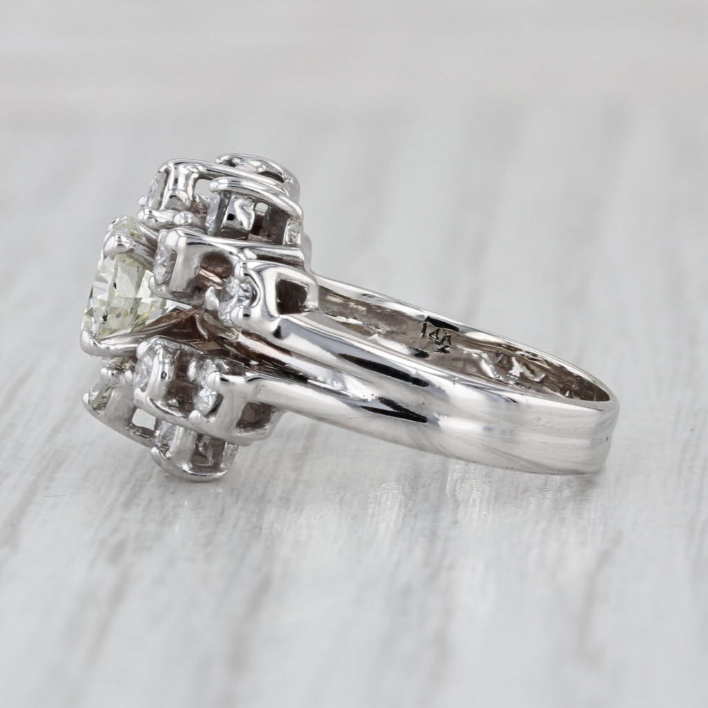 Vintage Diamond Cluster Ring 14k White Gold Size 5.25 Engagement Bridal