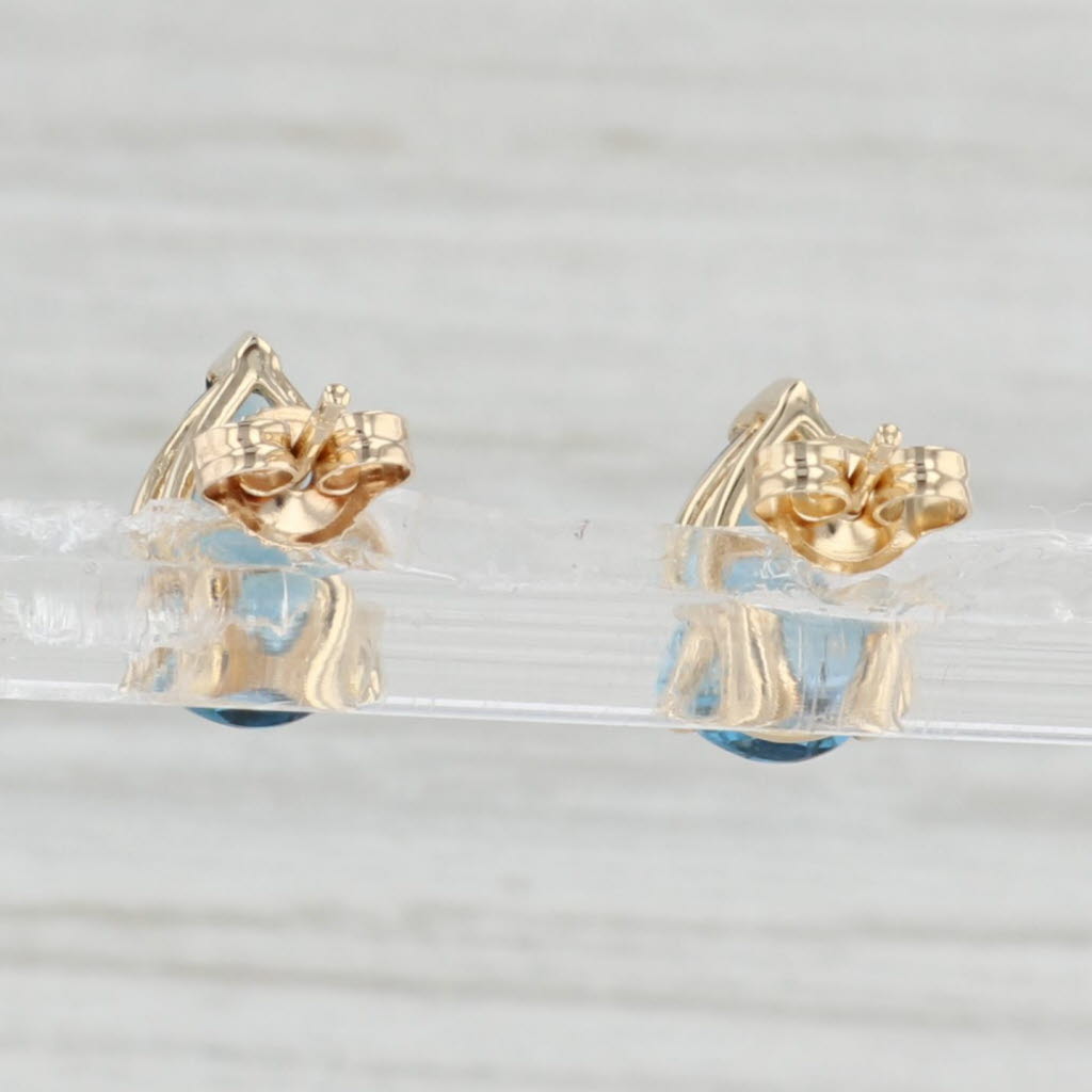 Light Gray 4.70ctw London Blue Topaz Teardrop Stud Earrings 14k Gold Pear Solitaire Studs