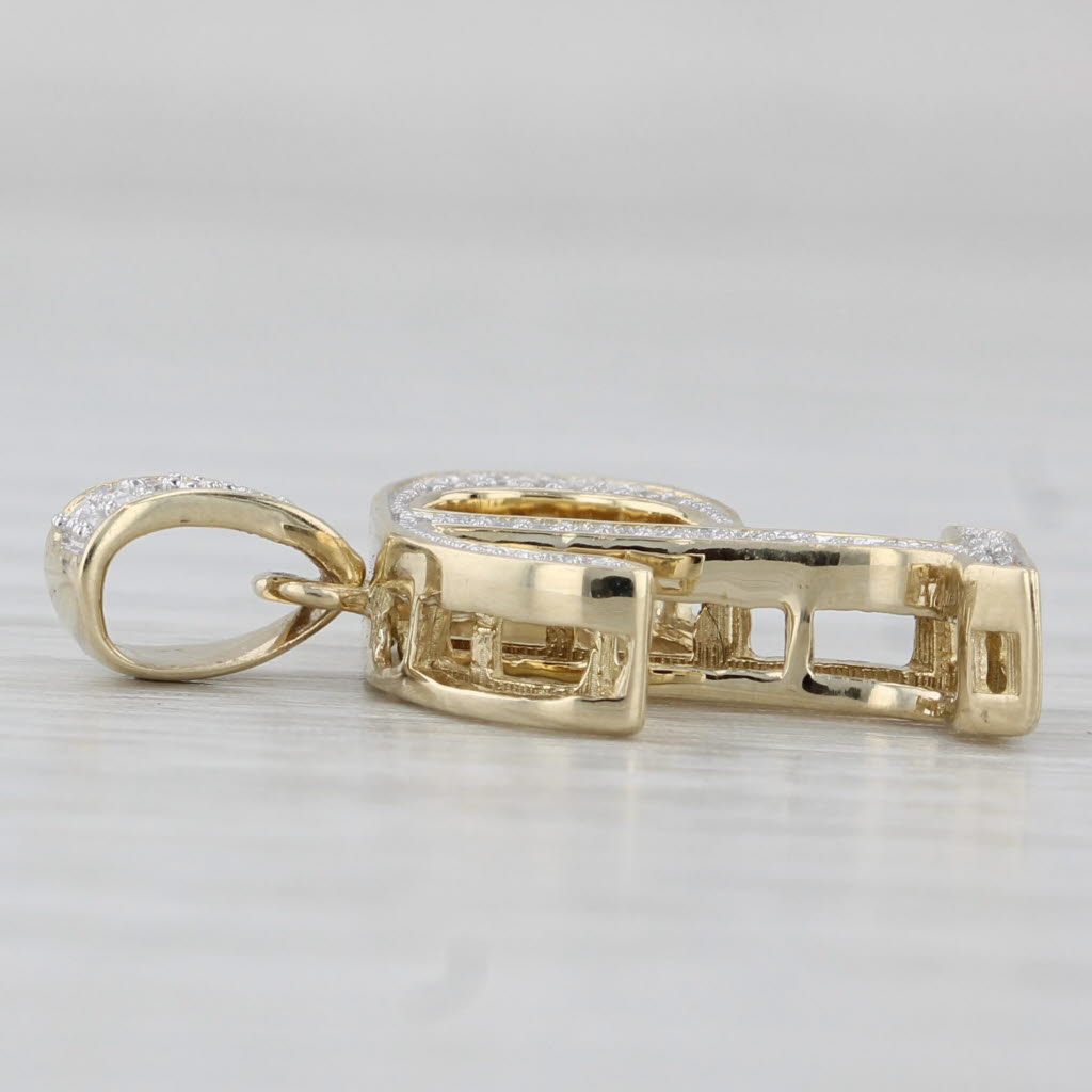 Light Gray Diamond Letter Initial "P" Pendant 10k Yellow Gold
