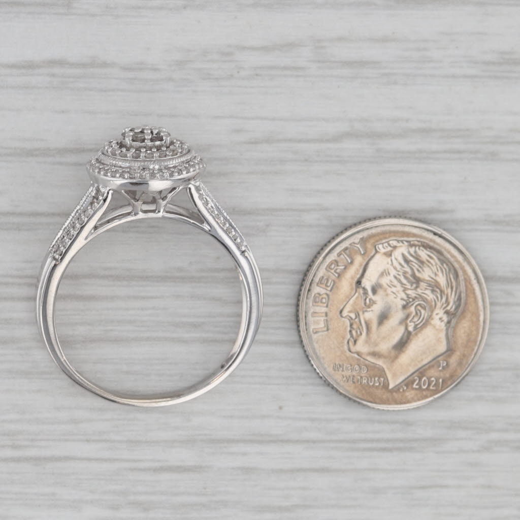 Gray 0.38ctw Diamond Halo Engagement Ring 10k White Gold Size 7 Cathedral Band