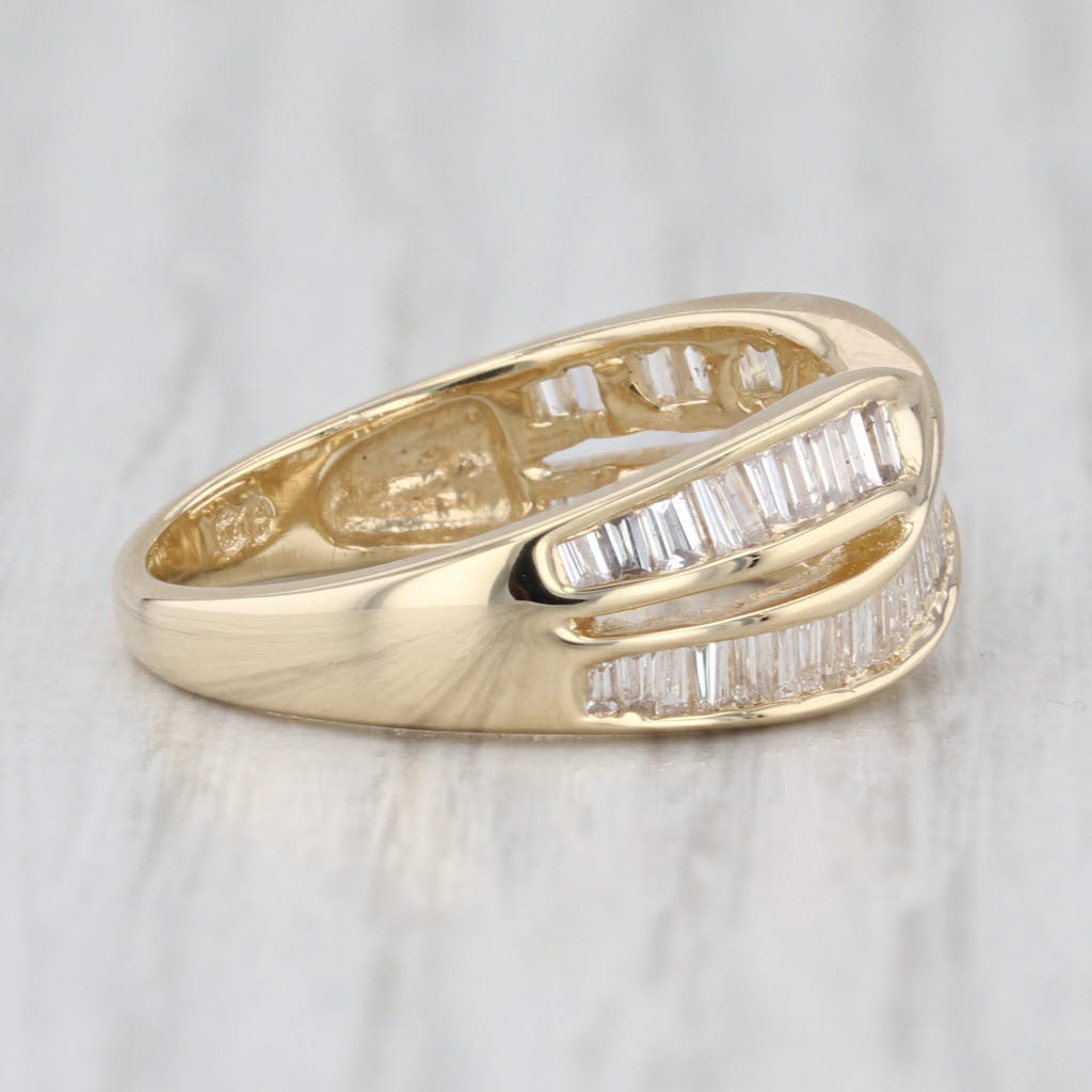 0.80ctw Diamond X Crossover Ring 14k Yellow Gold Size 7 Wedding Anniversary
