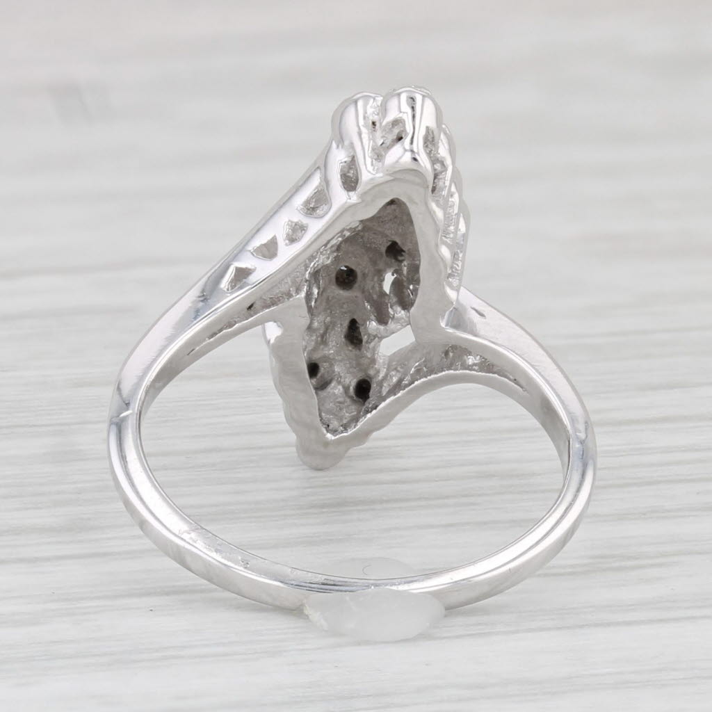 Light Gray Diamond Bypass Ring 10k White Gold Size 4