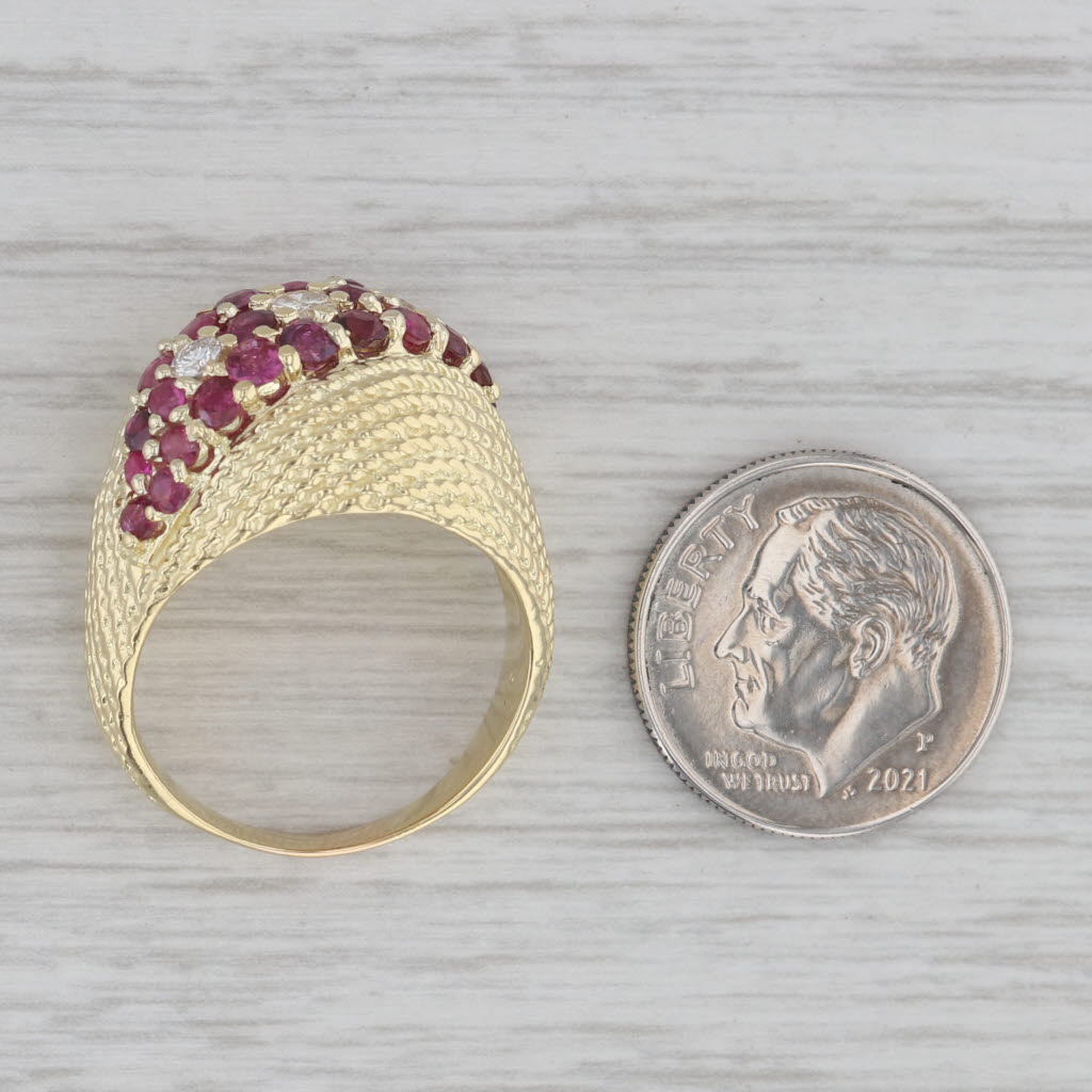 Gray 1.70ctw Diamond Ruby Flower Ring 18k Yellow Gold Size 7.5 Cocktail