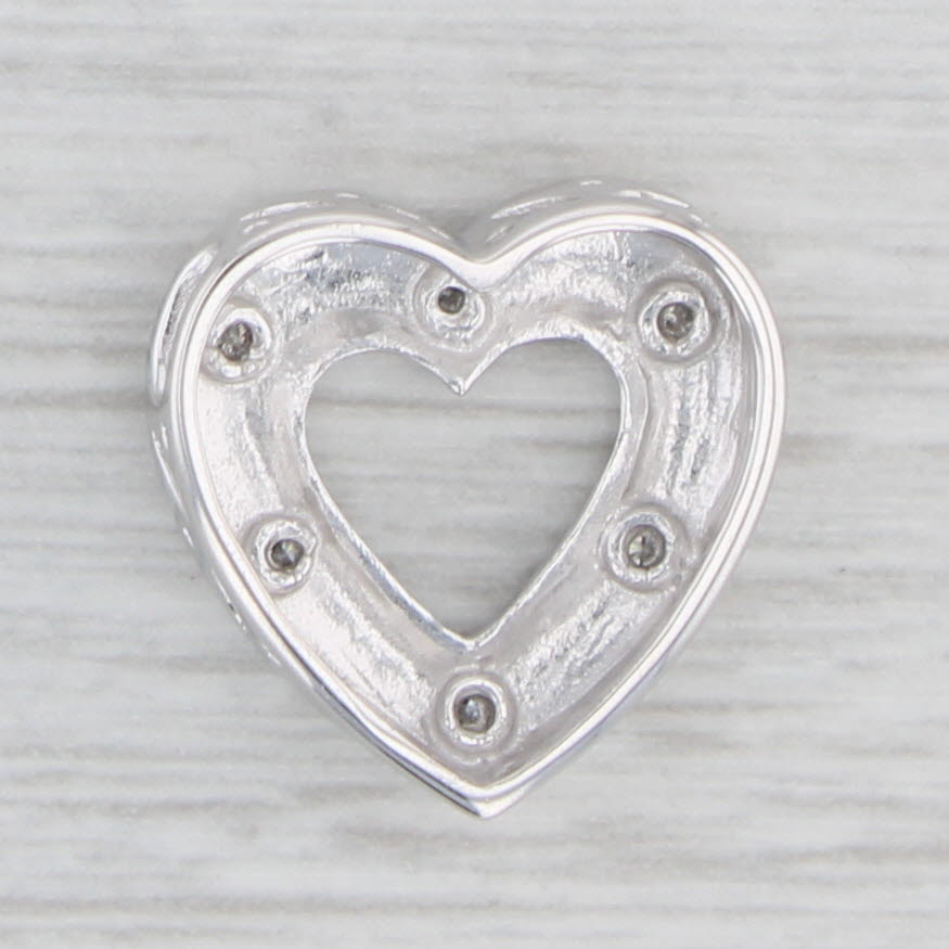 Light Gray Diamond Polka Dot Open Heart Pendant 14k White Gold Floating Drop