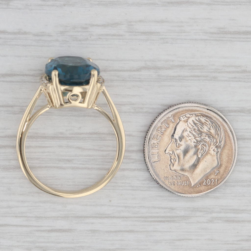 Gray 6.31ctw London Blue Topaz Diamond Ring 10k Yellow Gold Size 7 Cathedral Band